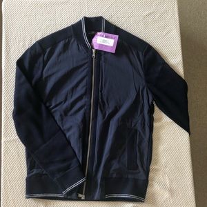 Banana Republic Blue and Grey Baseball Jacket Wo S